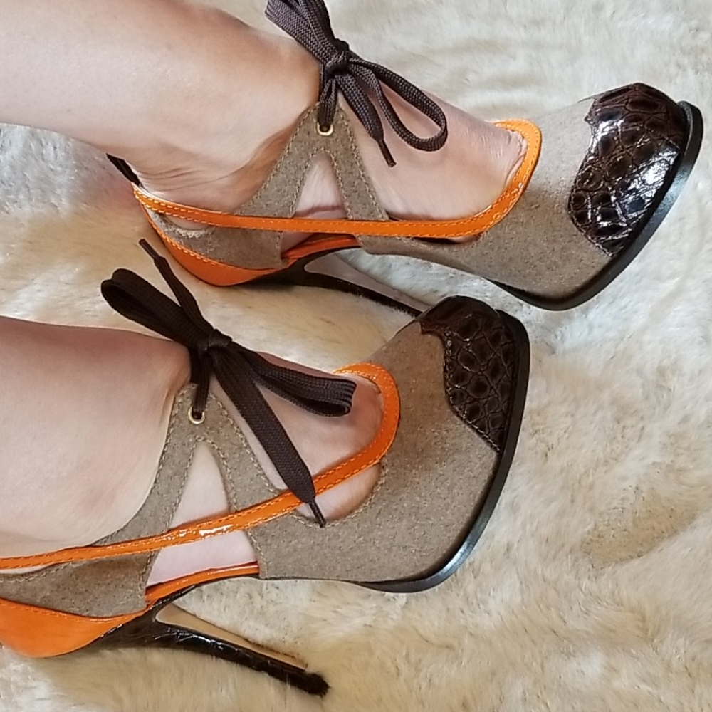DSQUARED platform brown and orange heels size 39